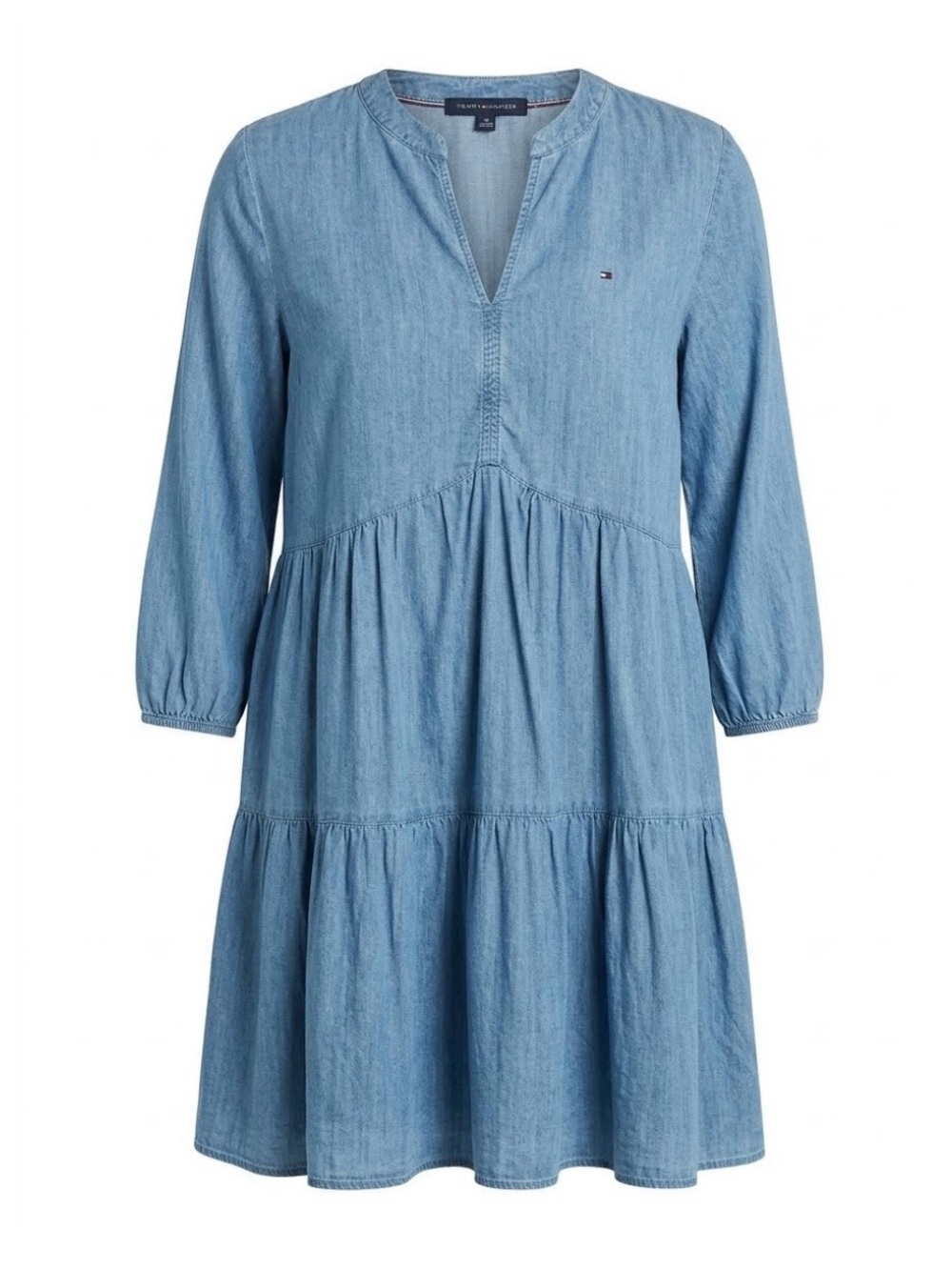 Dress, Tiered-Chambray, lightweight BOHO  3/4 sleeves TOMMY HILFIGER NWOT sz S